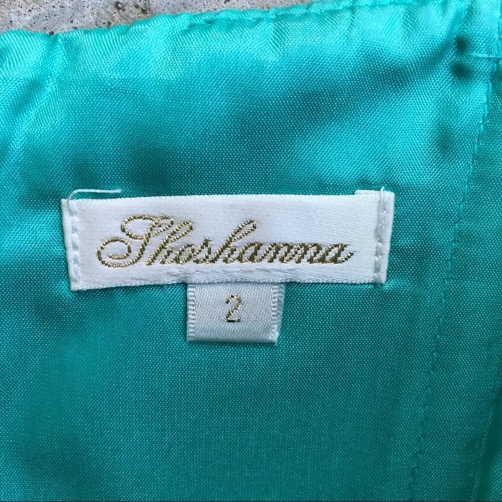 Shoshanna mint green silk mini dress sheath pleated sweetheart 2